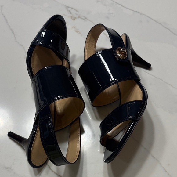 Coach Glossy Dark Blue/navy Heels with Gold Accent - Picture 10 of 16
